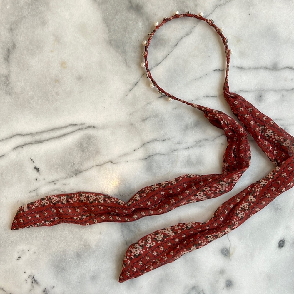 Anthropologie Pearl & jewel scarf headband